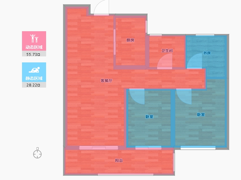 河南省-郑州市-融创瀚海大河宸院-76.00-户型库-动静分区