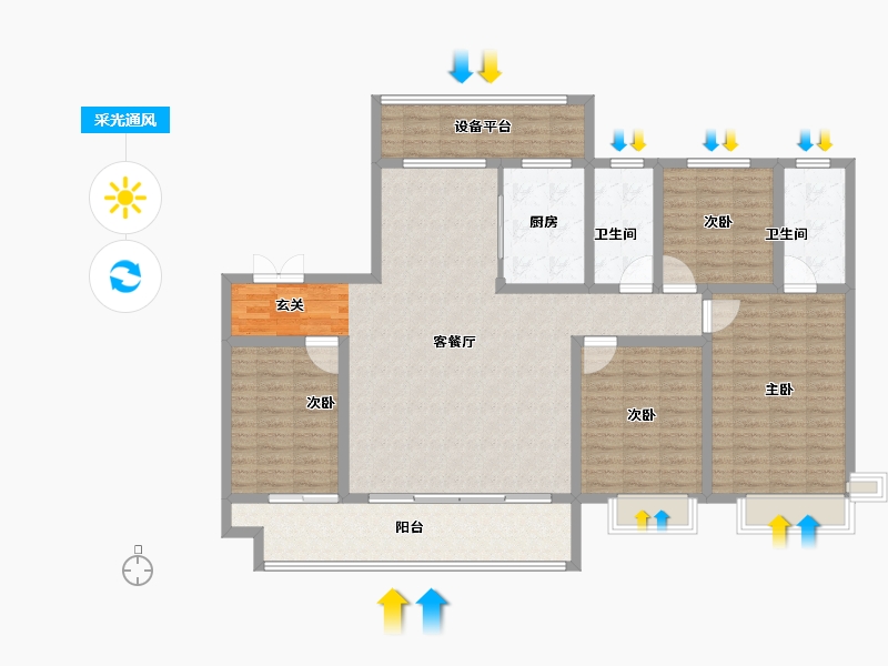 山东省-淄博市-龙泉家园悦景台-143.01-户型库-采光通风