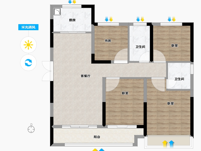 浙江省-嘉兴市-万卷风华-98.00-户型库-采光通风