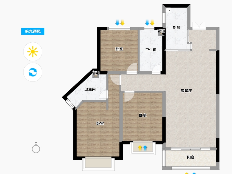 山东省-青岛市-新都朗悦-95.01-户型库-采光通风