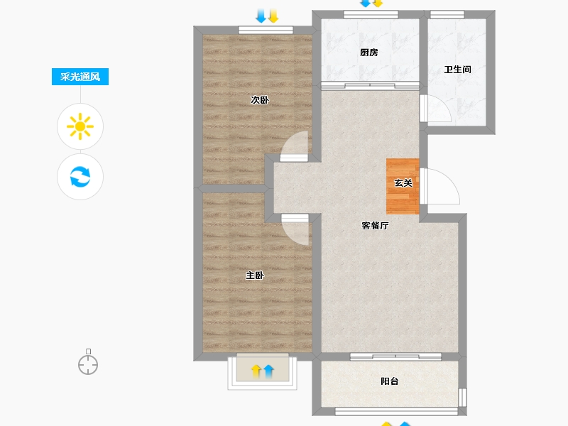 山东省-淄博市-鸿暻悦城-75.00-户型库-采光通风