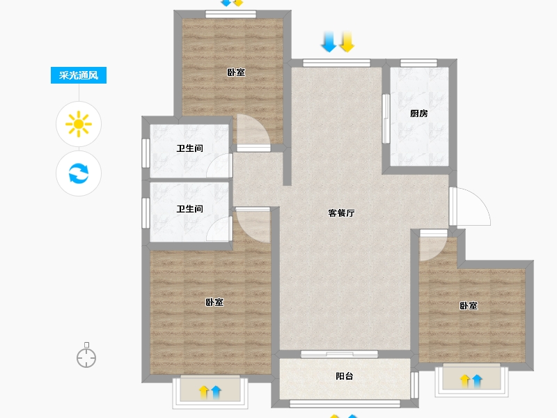 山东省-德州市-夏津德百玫瑰公馆-100.00-户型库-采光通风