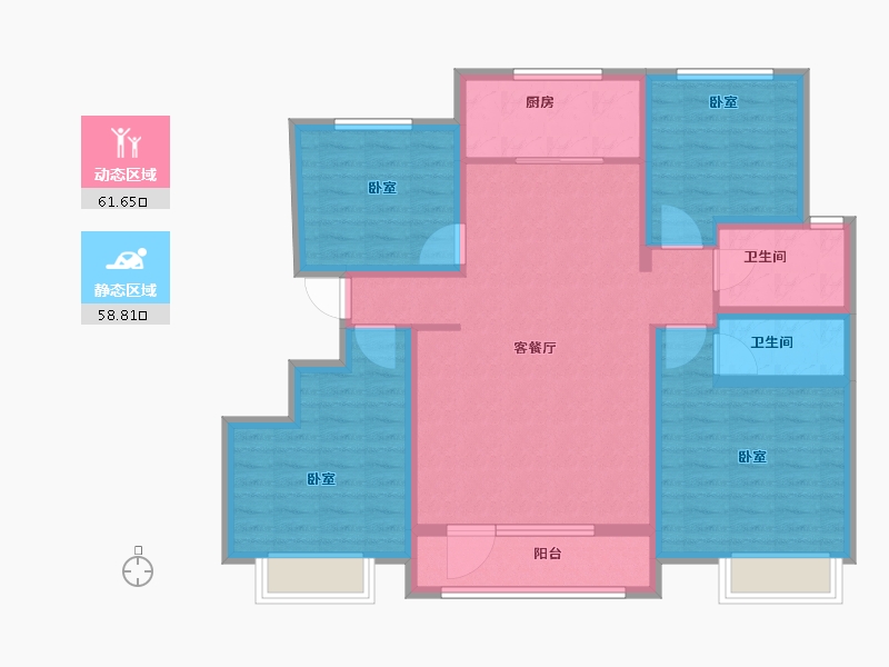 山东省-菏泽市-冠泽海棠湾-107.01-户型库-动静分区