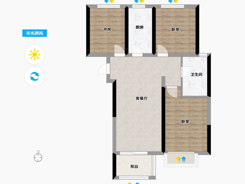 河南省-郑州市-汇泉博澳东悦城-71.00-户型库-采光通风