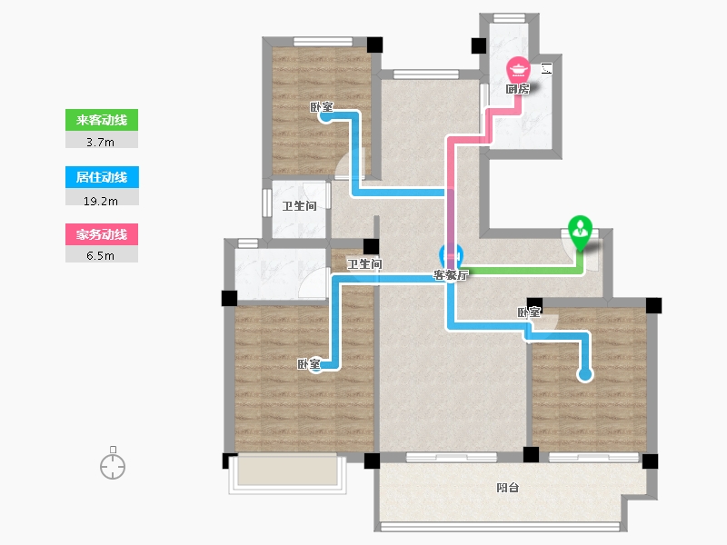 安徽省-宣城市-郎溪今创 香溢茗园-96.00-户型库-动静线