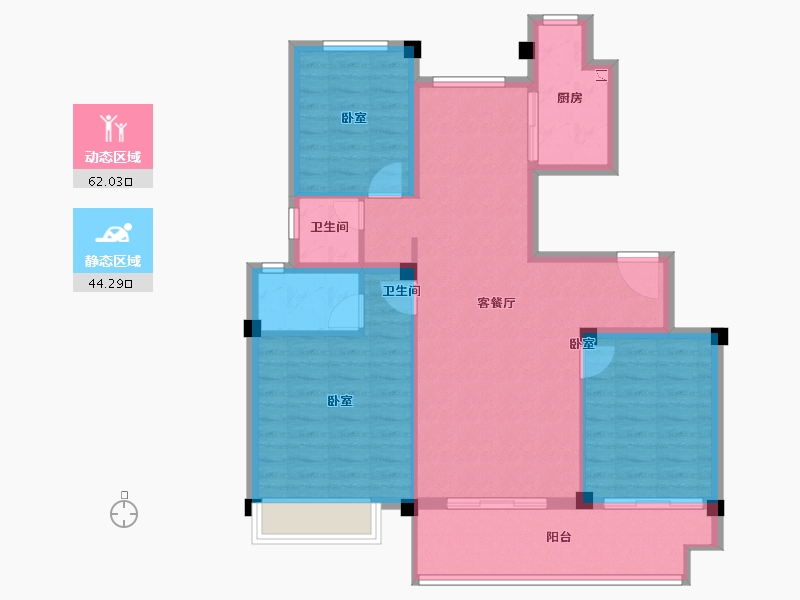 安徽省-宣城市-郎溪今创 香溢茗园-96.00-户型库-动静分区