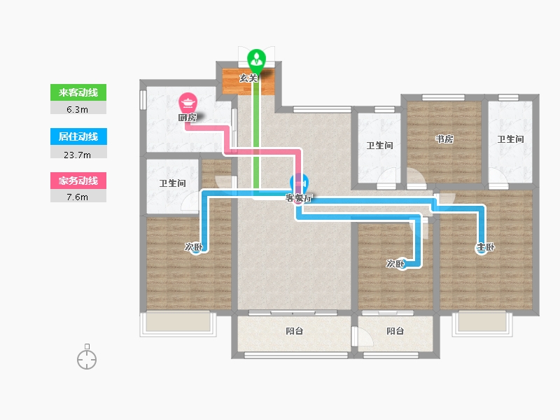 山东省-淄博市-龙泉家园悦景台-136.27-户型库-动静线