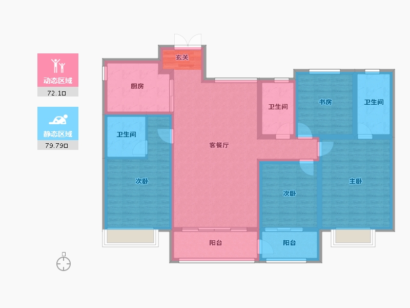 山东省-淄博市-龙泉家园悦景台-136.27-户型库-动静分区