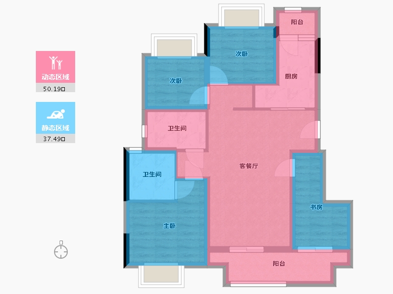 重庆-undefined-美的云来-76.82-户型库-动静分区