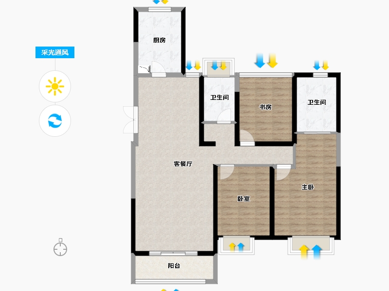 河南省-郑州市-朗悦公园府-114.00-户型库-采光通风