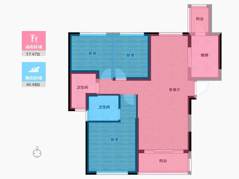 宁夏回族自治区-银川市-银川恒大名都-87.45-户型库-动静分区