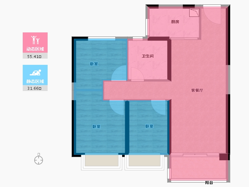 河南省-郑州市-碧桂园翡翠湾-78.00-户型库-动静分区