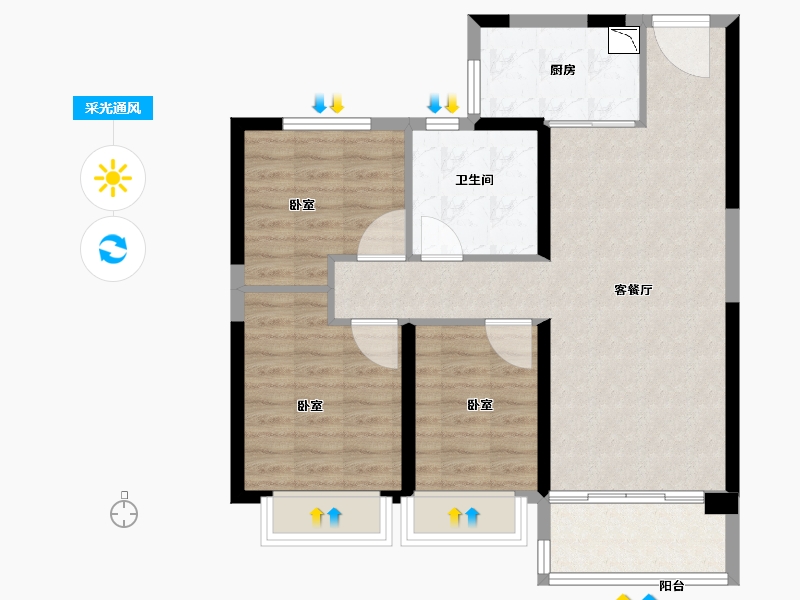 河南省-郑州市-碧桂园翡翠湾-78.00-户型库-采光通风