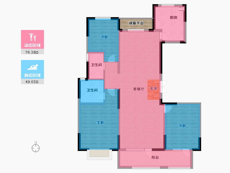 山东省-淄博市-淄博富力万达广场-114.99-户型库-动静分区