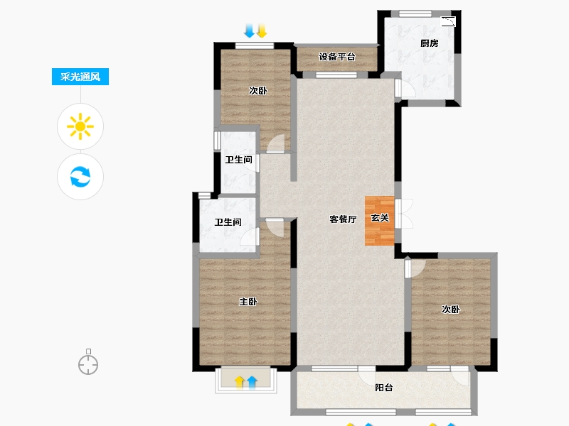 山东省-淄博市-淄博富力万达广场-114.99-户型库-采光通风