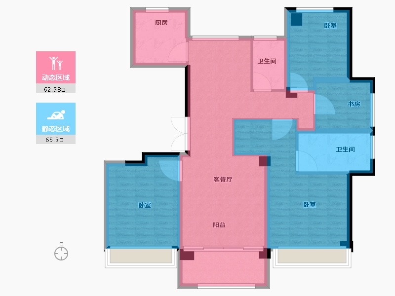 浙江省-宁波市-河姆渡国际花园-114.00-户型库-动静分区