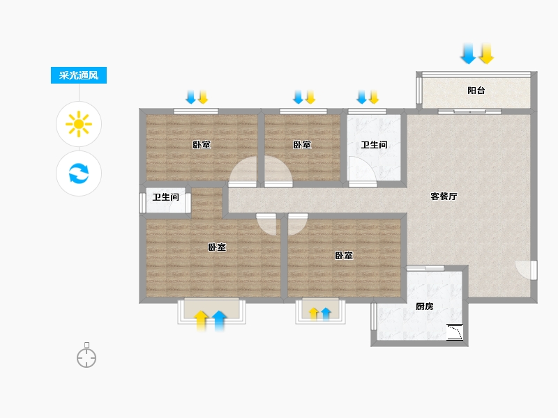 河南省-洛阳市-唐宫新城-117.91-户型库-采光通风