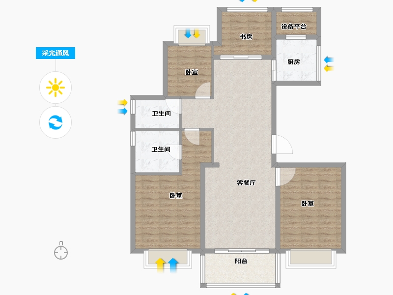 浙江省-宁波市-河姆渡国际花园-112.00-户型库-采光通风