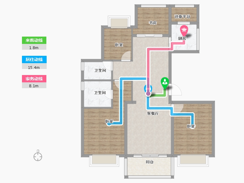 浙江省-宁波市-河姆渡国际花园-112.00-户型库-动静线