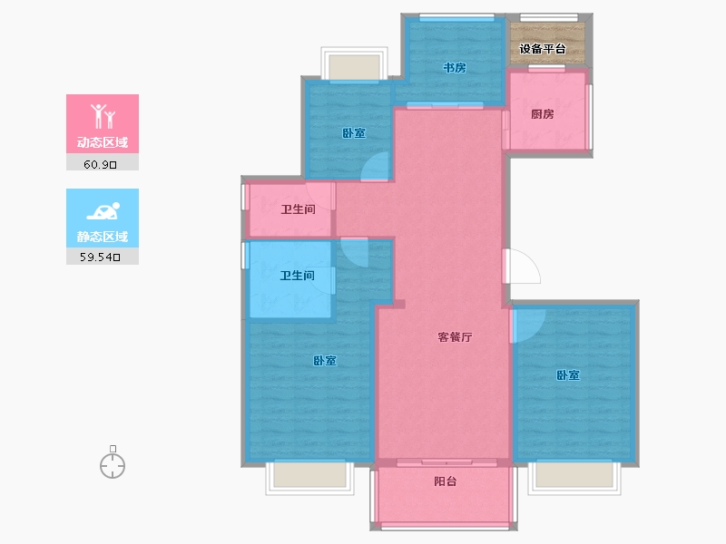 浙江省-宁波市-河姆渡国际花园-112.00-户型库-动静分区