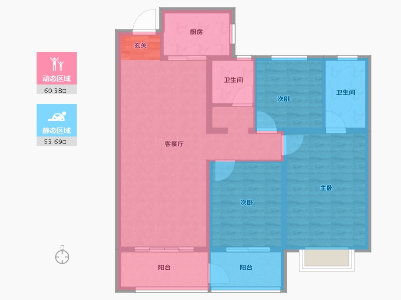 山东省-淄博市-龙泉家园悦景台-103.00-户型库-动静分区