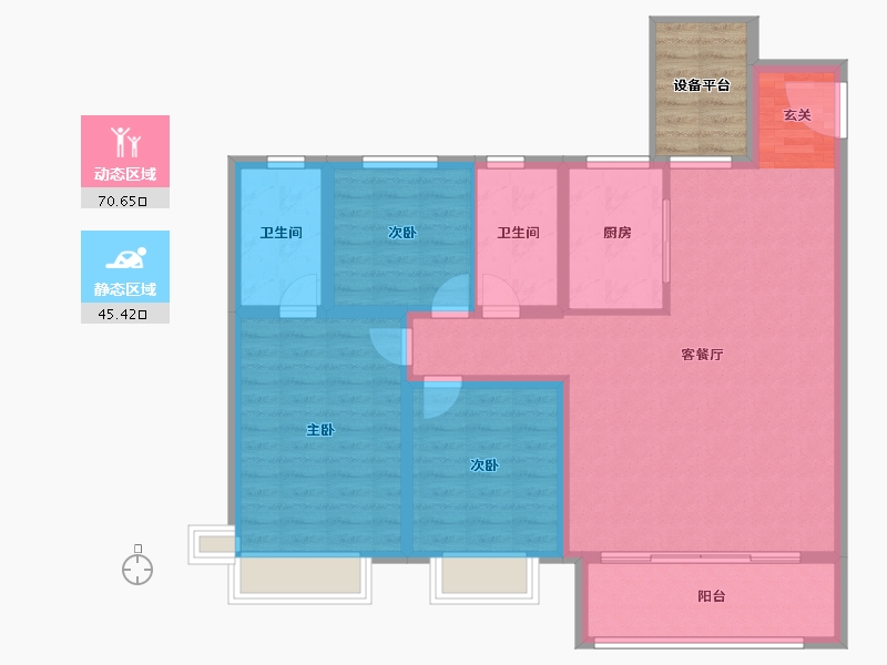 山东省-淄博市-龙泉家园悦景台-110.01-户型库-动静分区