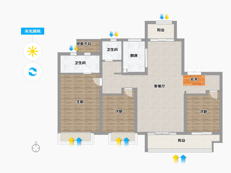 山东省-淄博市-世茂金洲府-110.00-户型库-采光通风