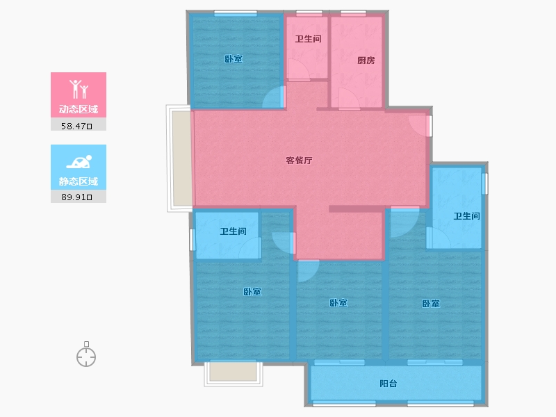 山东省-菏泽市-澳泽幸福里-134.14-户型库-动静分区