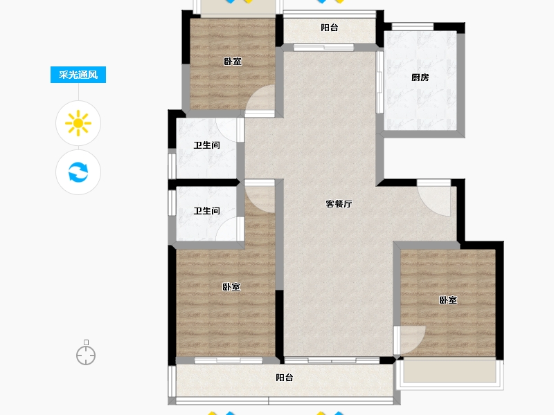 河南省-郑州市-昆明恒大国际健康城-98.16-户型库-采光通风