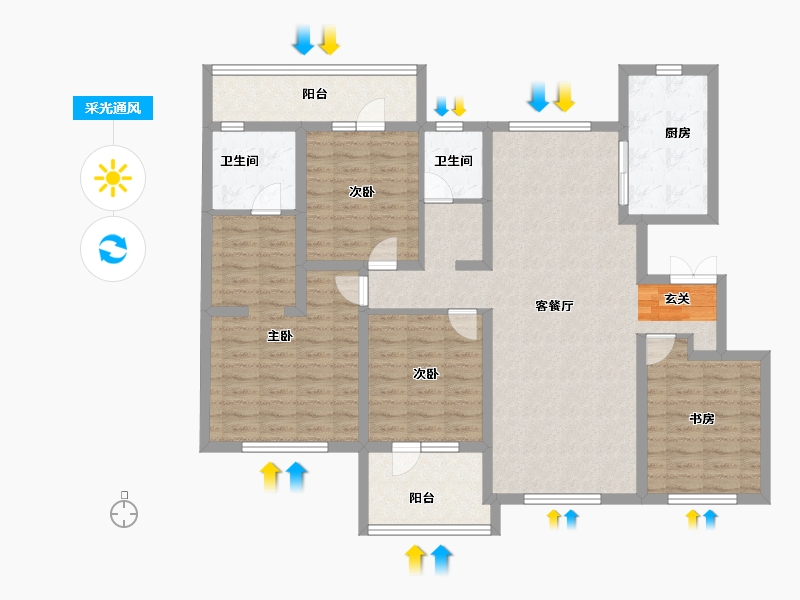 山东省-淄博市-鲁商中心-122.00-户型库-采光通风