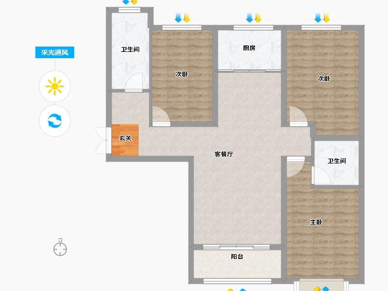 山东省-淄博市-鸿暻悦城-104.00-户型库-采光通风