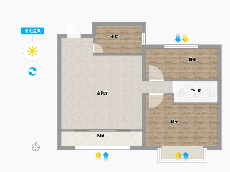 山东省-菏泽市-名门世都-68.00-户型库-采光通风