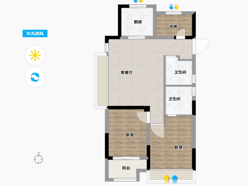 浙江省-嘉兴市-科大桂语江南-71.00-户型库-采光通风