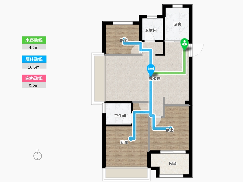 浙江省-嘉兴市-鸿翔海棠湾-70.00-户型库-动静线