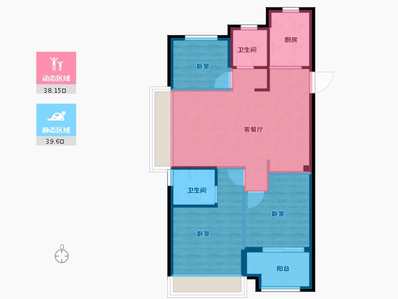 浙江省-嘉兴市-鸿翔海棠湾-70.00-户型库-动静分区