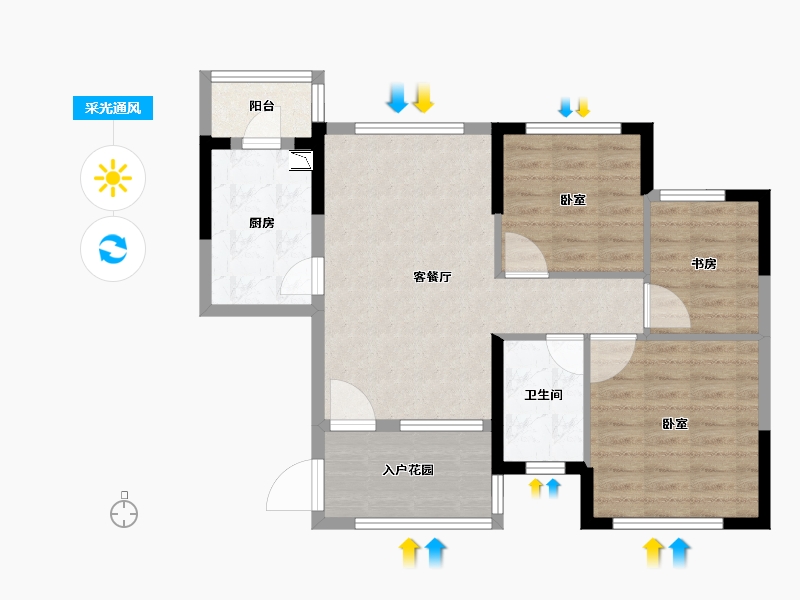 河南省-郑州市-恒大山水城-76.00-户型库-采光通风