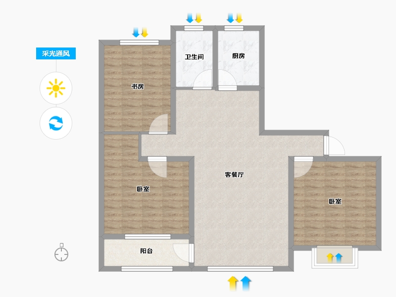 山东省-滨州市-盛世东方-102.62-户型库-采光通风