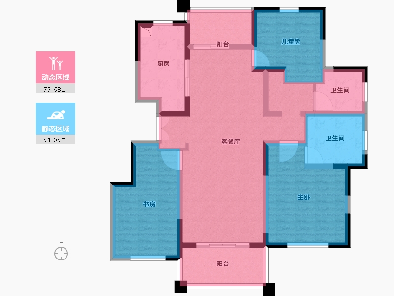 河南省-郑州市-郑东华府·TIVOLI-113.01-户型库-动静分区