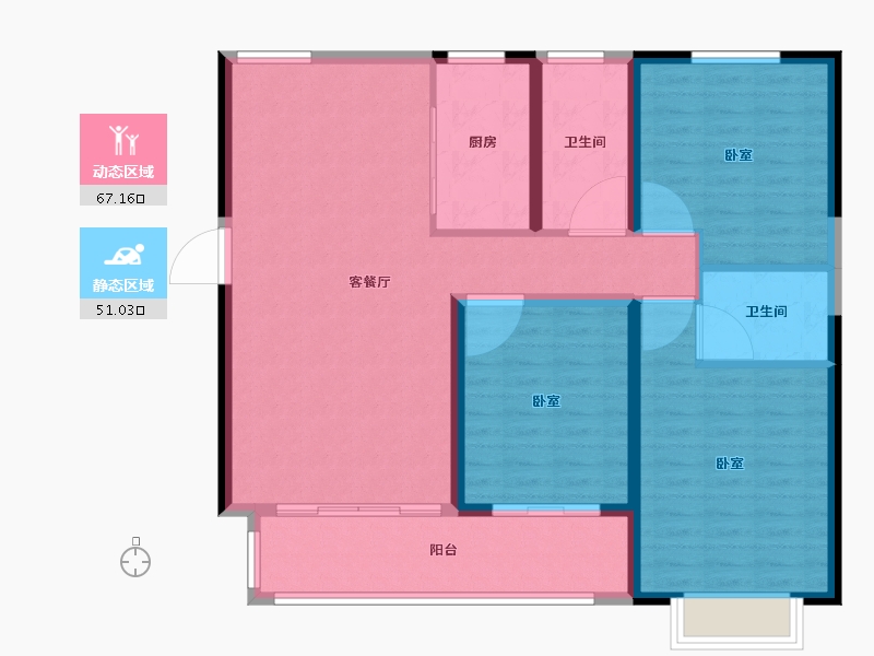 山东省-滨州市-京博·儒苑上邦-107.26-户型库-动静分区