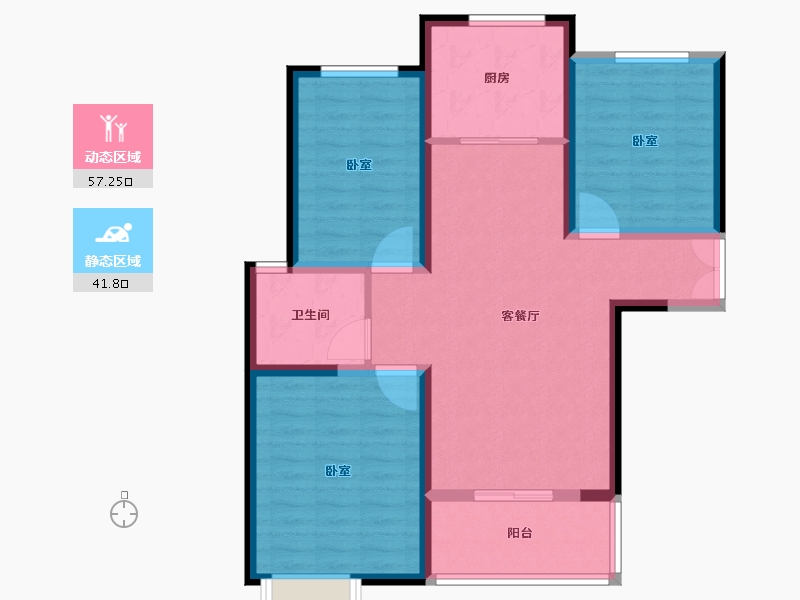 河南省-郑州市-明天香槟花园-88.71-户型库-动静分区