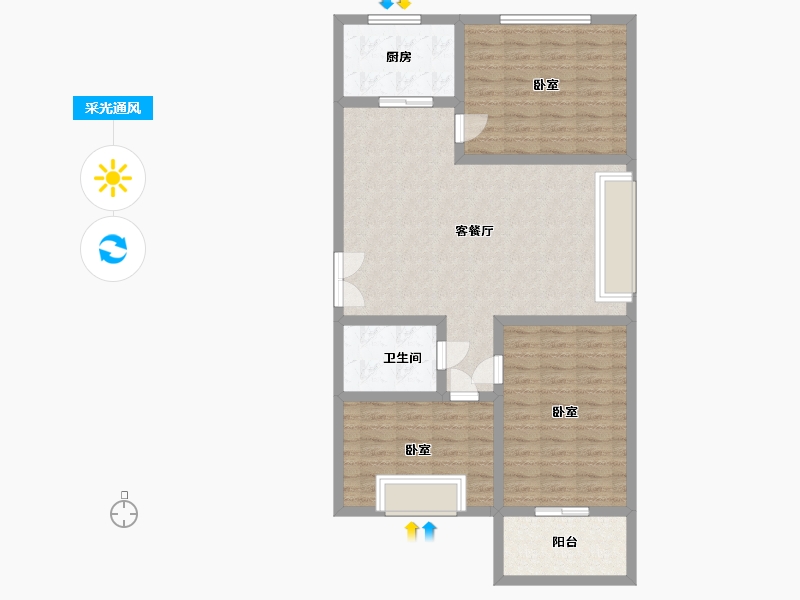 河南省-洛阳市-玉恒香山新城-95.99-户型库-采光通风