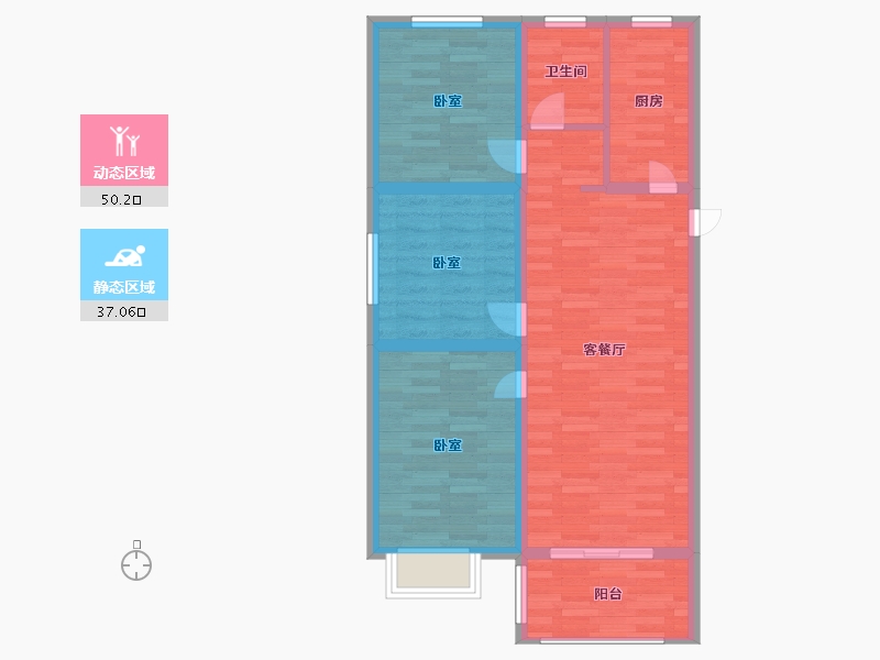 河南省-郑州市-合筑•玖合湾-77.99-户型库-动静分区