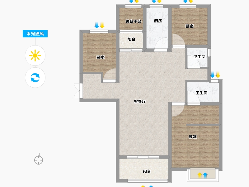 河南省-洛阳市-腾飞花园-101.00-户型库-采光通风