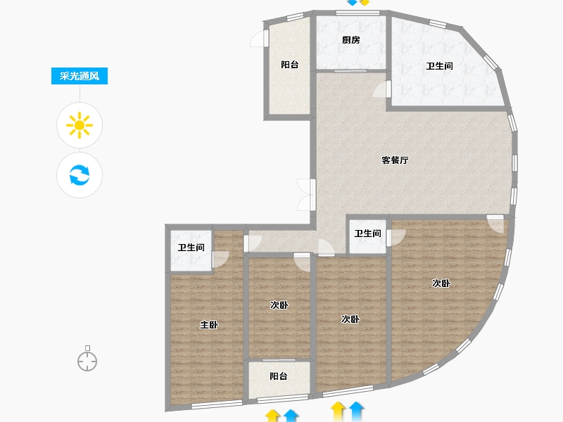 山东省-临沂市-天基黄金水岸-186.92-户型库-采光通风