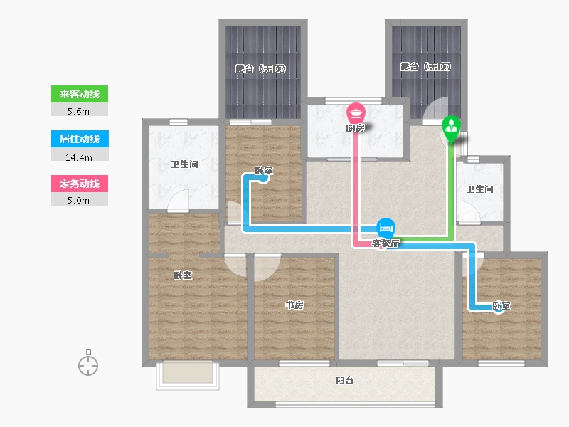 浙江省-宁波市-万科官山望-134.43-户型库-动静线