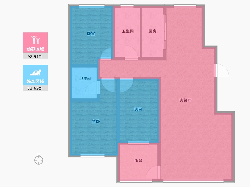 山东省-滨州市-双湖贵苑-132.56-户型库-动静分区