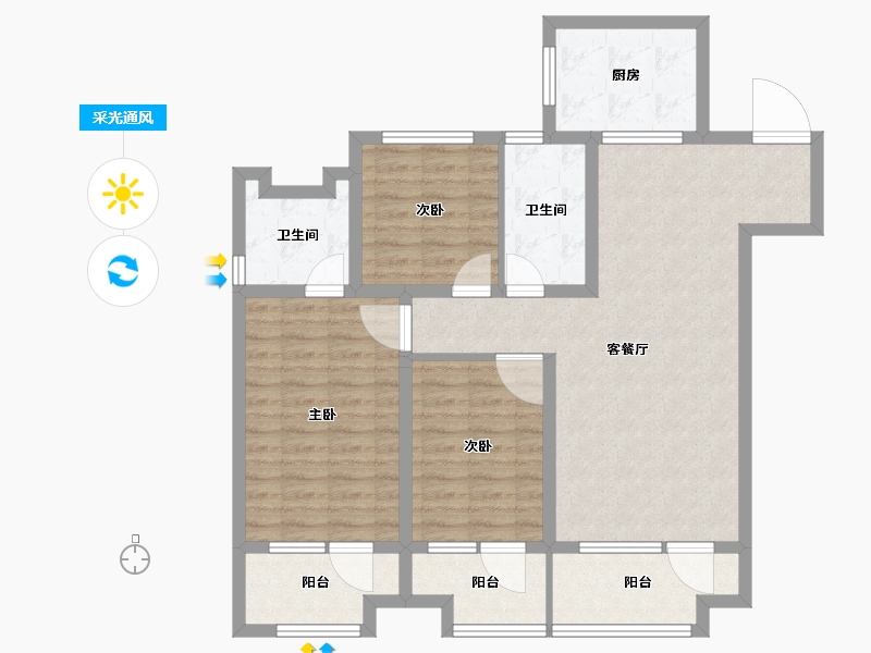 山东省-青岛市-青岛海洋活力区|融创中心·融耀-99.19-户型库-采光通风