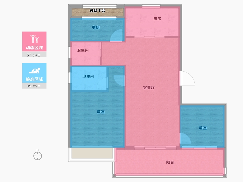 浙江省-宁波市-碧桂园观邸-88.00-户型库-动静分区