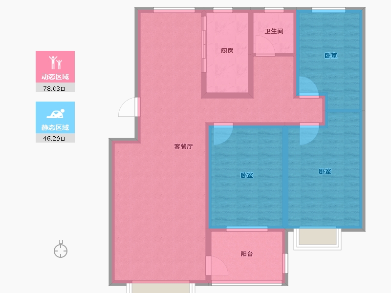 山东省-滨州市-双湖馨苑-111.46-户型库-动静分区