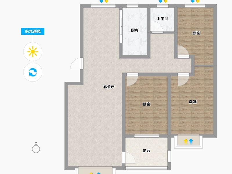 山东省-滨州市-双湖馨苑-111.46-户型库-采光通风